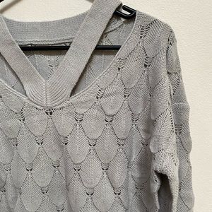 Cutout V-neck Open Knit Sweater